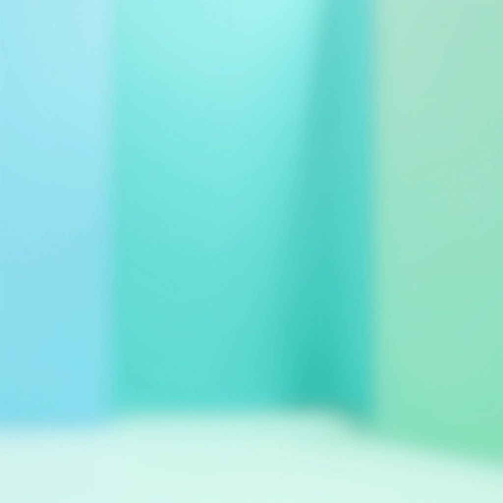 Paleta de cores análogas em sequência suave, tons de azul, ciano e verde mostrando transição harmoniosa entre tons adjacentes