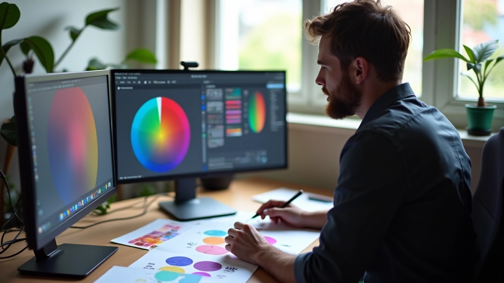 Processo de revisão de paletas de cores e composição em motion design