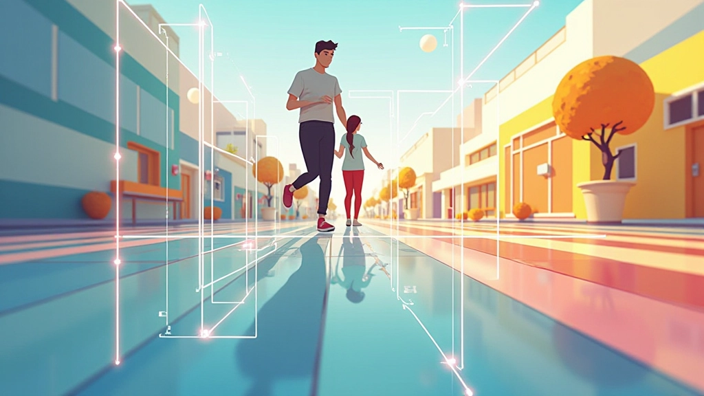 Grid de composição dinâmica com elementos sobrepostos em diferentes proporções, mostrando equilíbrio visual assimétrico