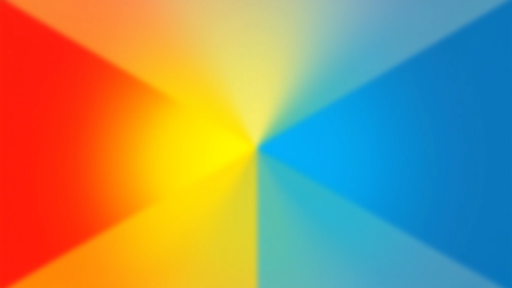 Triângulo de cores triádicas com vermelho, amarelo e azul equidistantes, demonstrando equilíbrio visual e energia controlada